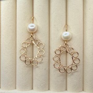 Hammered Pearl Drop Earrings